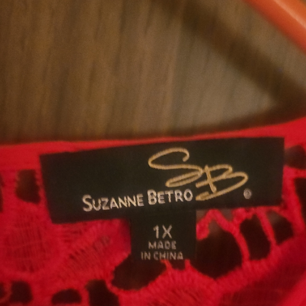 EUC Suzanne Betro Lace Trimmed Top - Picture 2 of 7